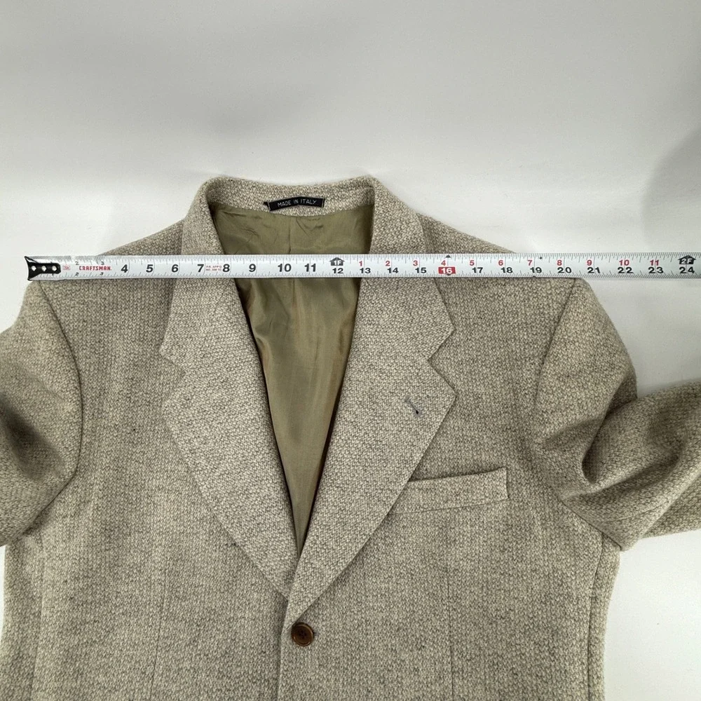 Vtg Pronto Uomo Mens Tweed Blazer Sport Coat Jacket Made in Italy Brown Tan sz42